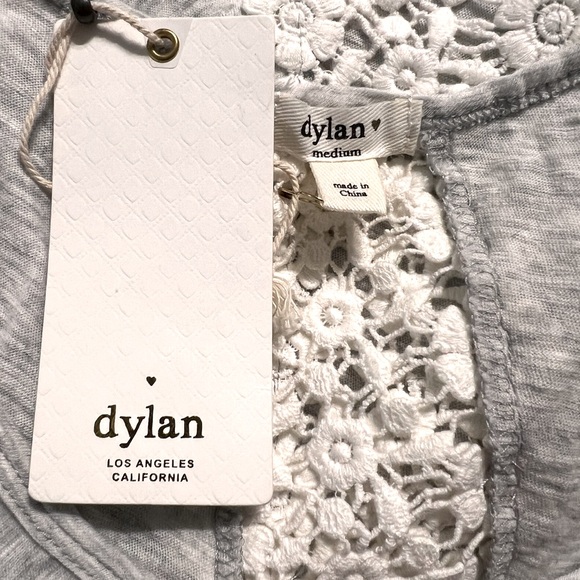 Dylan Grey tank top with floral crochet round neck Dylan Medium NWT - Picture 6 of 13
